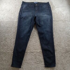 Democracy Jeans Womens‎ 16W Blue Dark Wash Whiskering Absolution Skinny Tapered